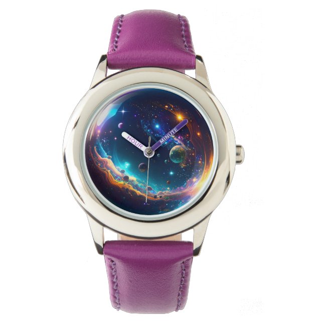 Cosmic Bubble Galaxy Fantasy Art Armbandsur (Framsida)