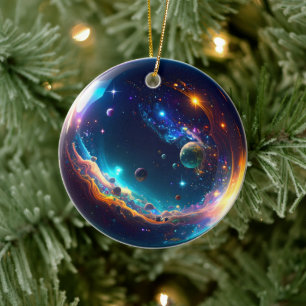Cosmic Bubble Galaxy Fantasy Art Julgransprydnad Keramik