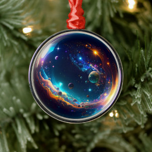 Cosmic Bubble Galaxy Fantasy Art Julgransprydnad Metall