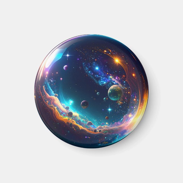 Cosmic Bubble Galaxy Fantasy Art Magnet (Framsidan)