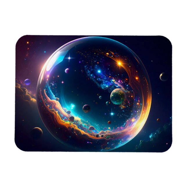Cosmic Bubble Galaxy Fantasy Art Magnet (Horisontell)