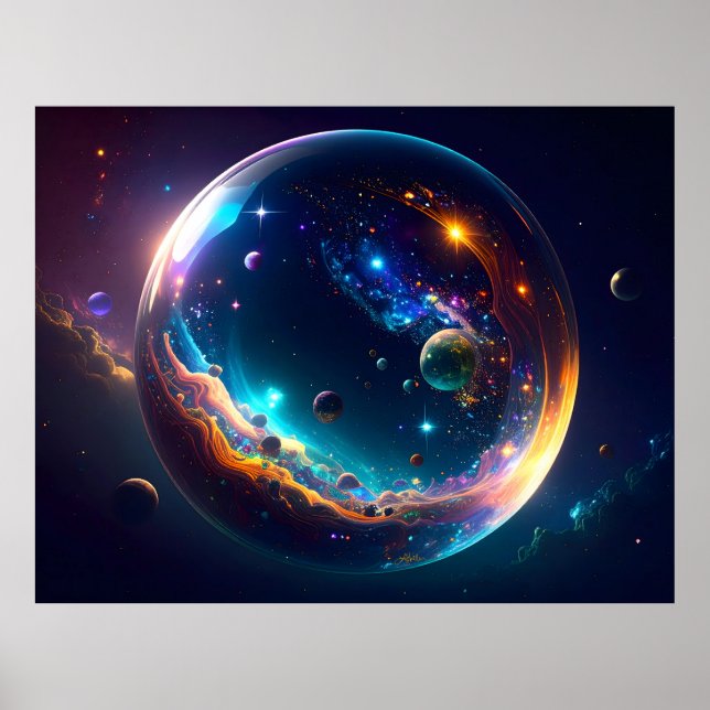 Cosmic Bubble Galaxy Fantasy Art Poster (Framsidan)