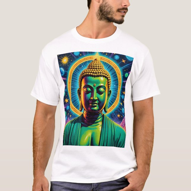 Cosmic Buddha Enlightenment Andlig Tee (Framsida)