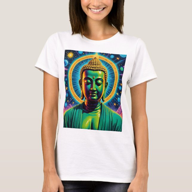 Cosmic Buddha Enlightenment Andlig Tee (Framsida)