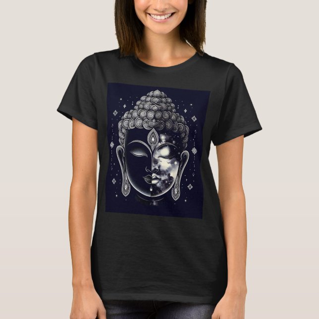 Cosmic Buddha Mind - Zen Nebula Enlightenment Spir T Shirt (Framsida)