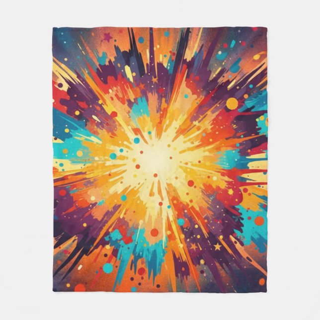 Cosmic Burst Abstract Splatter Art Fleecefilt (Framsidan)