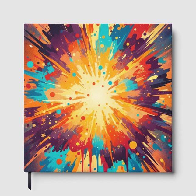 Cosmic Burst Abstract Splatter Art Gästböcker (Framsida)