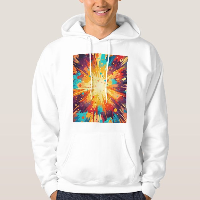 Cosmic Burst Abstract Splatter Art Hoodie (Framsida)
