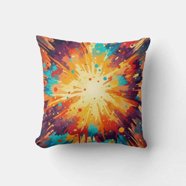 Cosmic Burst Abstract Splatter Art Kudde (Framsida)