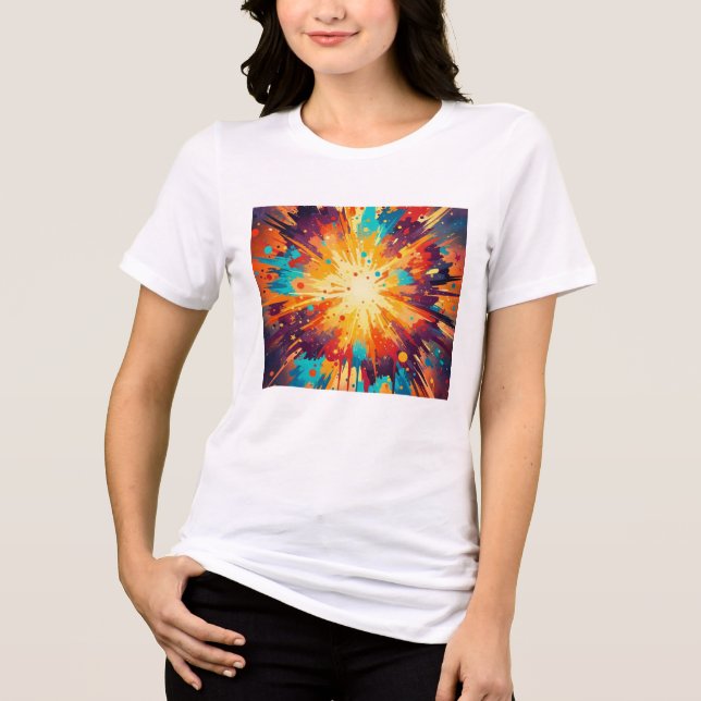 Cosmic Burst Abstract Splatter Art T Shirt (Framsida)