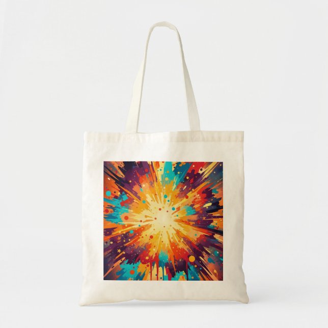 Cosmic Burst Abstract Splatter Art Tygkasse (Framsidan)
