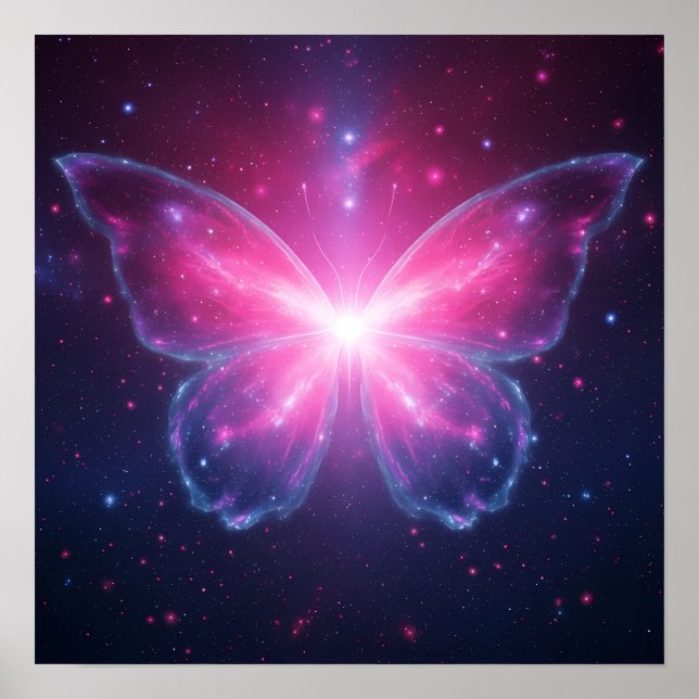 Cosmic Butterfly of Light in a Galactic Dream Poster (Framsidan)