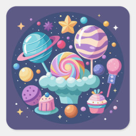 Cosmic Candy Wonderland Fyrkantigt Klistermärke