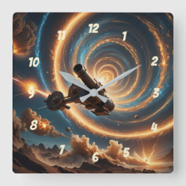 Cosmic Cannon Chaos Fyrkantig Klocka