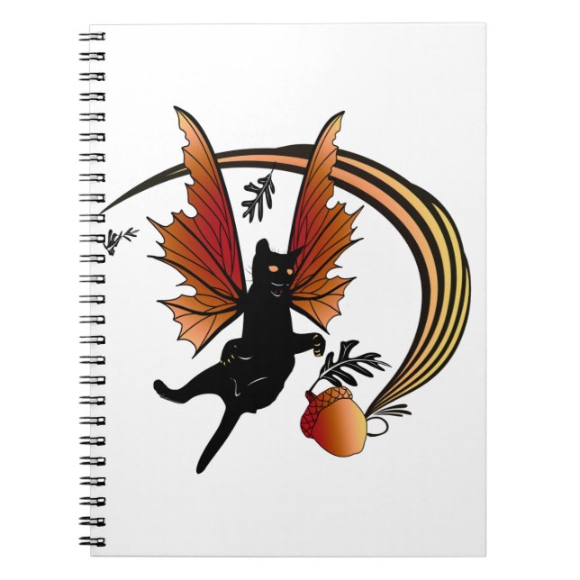 Cosmic Cat Acorn Anteckningsbok Med Spiral (Framsidan)