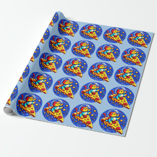 Cosmic Cat Astronaut Sticker - Lustigt Space Pizza Presentpapper