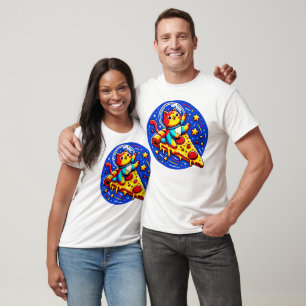 Cosmic Cat Astronaut Sticker - Lustigt Space Pizza T Shirt