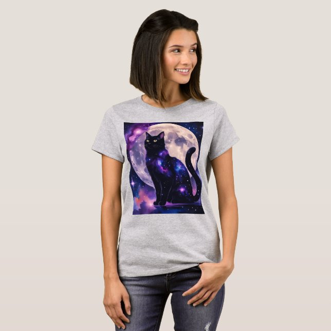 Cosmic Cat - Celestial Dreamer Design T Shirt (Hel framsida)