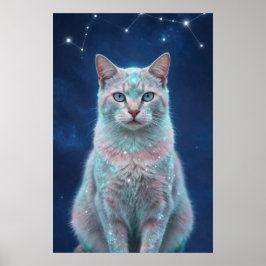 Cosmic Cat Constellation Galaxy Art Poster