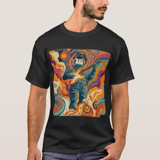 Cosmic Cat Guitarist T Shirt (Framsida)