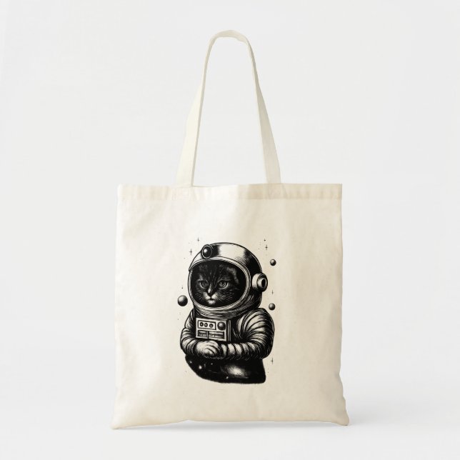 Cosmic Cat in Space Helmet - Tote Tygkasse (Framsidan)
