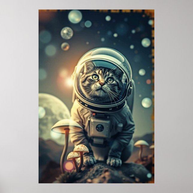 Cosmic Cat Resa - Retro Space Poster (Framsidan)