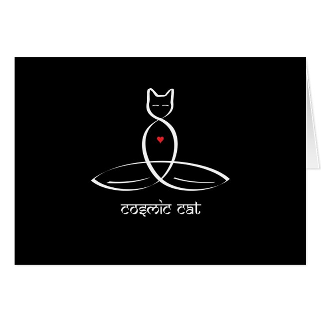 Cosmic Cat - Sanskrit stil text. Hälsningskort (Framsidan Horizontal)