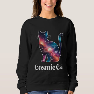 Cosmic Cat Silhouette Galaxy Space Stars Celestial T Shirt