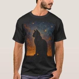 Cosmic Cat Silhouette T Shirt