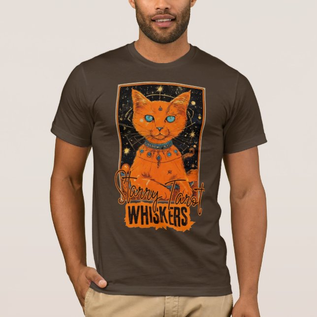 Cosmic Cat Tarot | Orangens kundvagnsdesign T Shirt (Framsida)