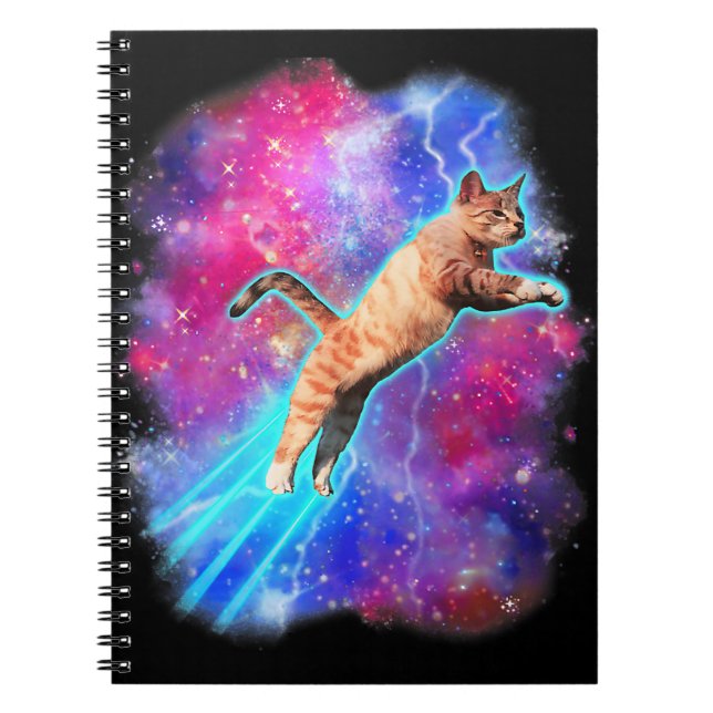 Cosmic Cats Funny Rymden Tee Galaxy Kattunge Kit Anteckningsbok (Framsidan)