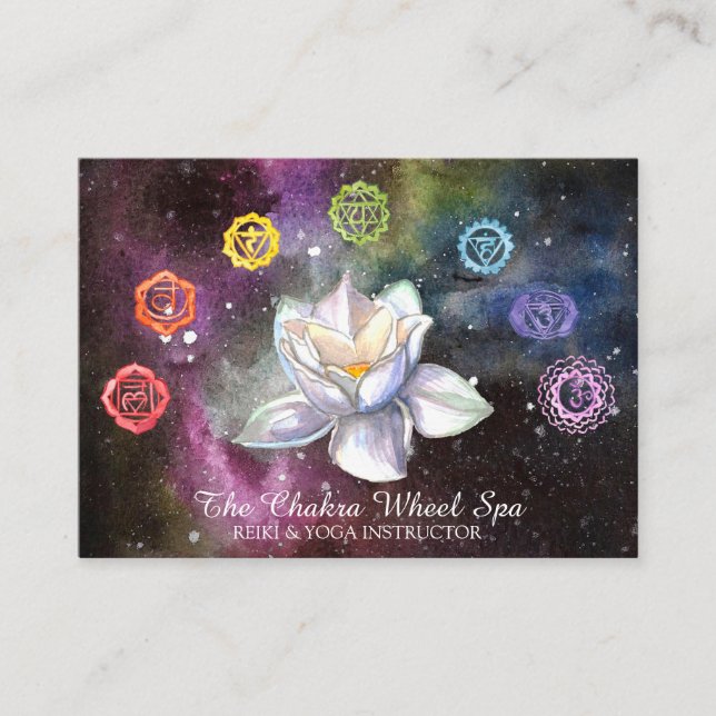 *~* Cosmic Celestial Chakra Symbols Cosmos Lotus Visitkort (Framsida)