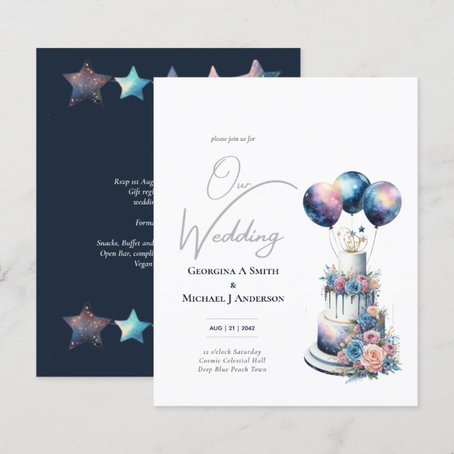 Cosmic Celestial Galaxy Starry Night Navy Blue (Fram/baksida)