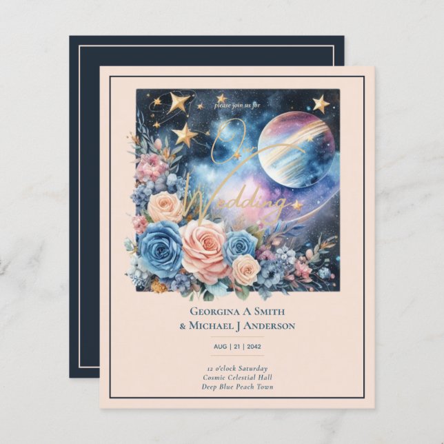 Cosmic Celestial Galaxy Starry Night Navy Blue (Fram/baksida)