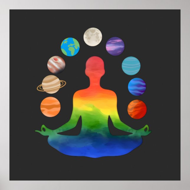 Cosmic Chakra Meditation | Andlig Energy Yoga Poster (Framsidan)