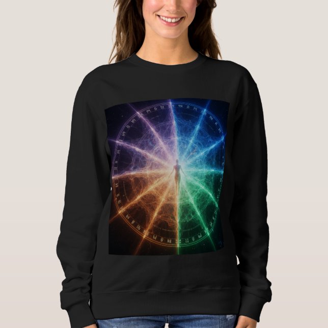 Cosmic Chakra Zodiac Energy Wheel Spiritual Manife T Shirt (Framsida)