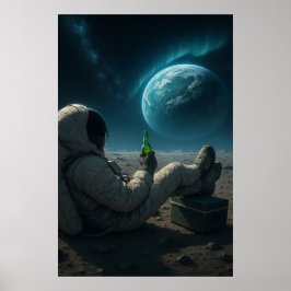 Cosmic Chill — Relaxing Astronaut with Planet View Poster