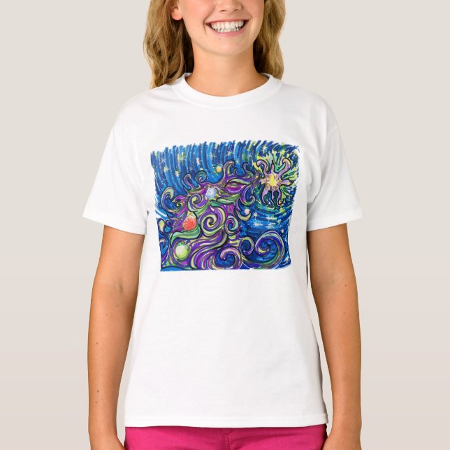 Cosmic Christmas Tree T Shirt (Framsida)