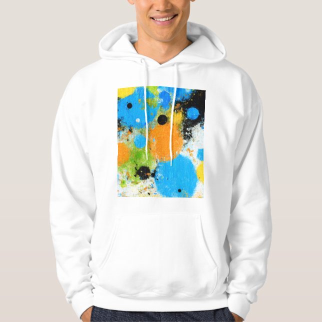 Cosmic Chromatic Splatter: Abstract Orbit Hoodie (Framsida)