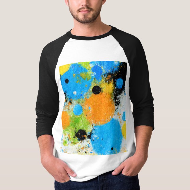 Cosmic Chromatic Splatter: Abstract Orbit T Shirt (Framsida)