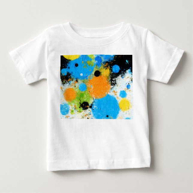 Cosmic Chromatic Splatter: Abstract Orbit T Shirt (Framsida)