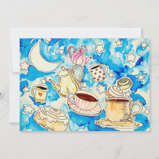 cosmic cinnamon rolls & coffee cups art julkort