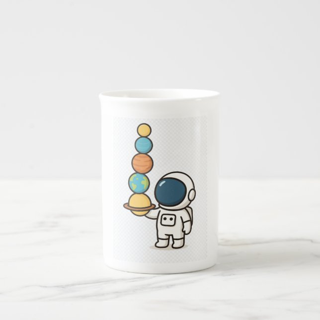 Cosmic Coffee Suppleant - Cute Astronaut Benporslin Mugg (Framsidan)