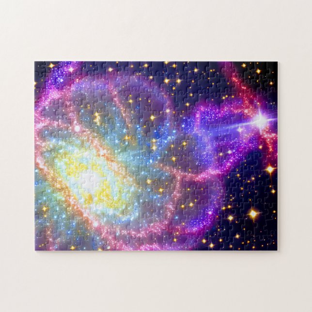 Cosmic Colorful Galaxy med Neon Starry Natt Pussel (Horisontell)