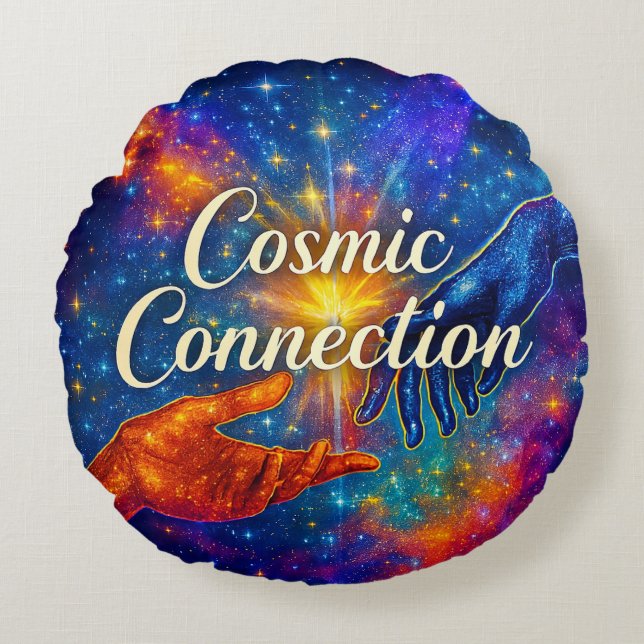 🪐 Cosmic Connection Decorative Pillow Rund Kudde (Framsidan)