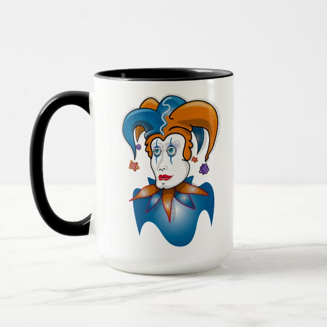Cosmic Court Jester Harlequin Comedy Mugg (Vänster)
