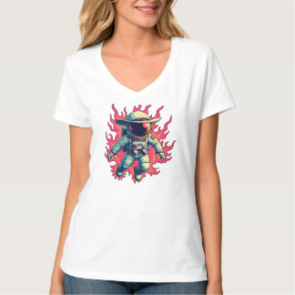 Cosmic Cowboy - Astronaut i Flames T Shirt