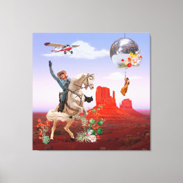 Cosmic Cowboy Disco Canyon Horse Surreal Collage Canvastryck
