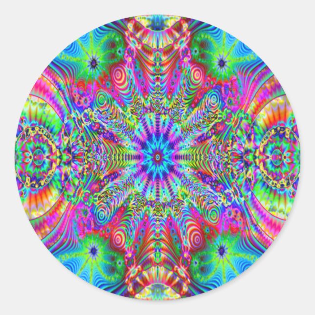 Cosmic Creatrip - Psychedelic Sticker Runt Klistermärke (Framsida)