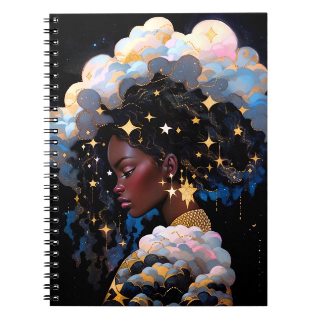 Cosmic Dam African American Fantasy Art Anteckningsbok (Framsidan)